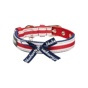 Red Stripe Patterned Adjustable Dog Collar Polyester Material