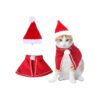 Red Velvet Christmas Cat Plush Santa Hat Cloak Costume Size L for Festive Holiday Parties