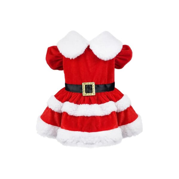 Red Velvet Christmas Dog Dress Costume for Small Dogs and Cats