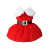 Red Velvet Christmas Dress with Glittering Belt for Small Dogs and Cats