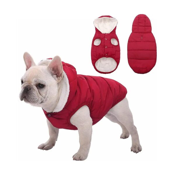 Red Waterproof Dog Fleece Hoodie Coat for Small Medium Large Dogs