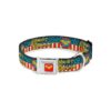 Red White Blue Yellow Multicolor Dog Collar with Seatbelt Buckle and Wonder Woman Logo