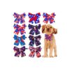 Red White and Blue American Flag Dog Collars with Bow Ties for Independence Day