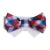 Red White and Blue Plaid Dog Bow Tie Collar Slider with Cotton Fabric