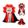 Red and Black Adjustable Wizard Cloak for Dogs and Cats Halloween Costume