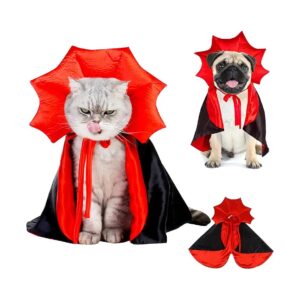 Red and Black Adjustable Wizard Cloak for Dogs and Cats Halloween Costume