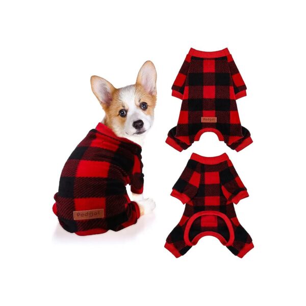 Red and Black Buffalo Plaid Christmas Dog Clothes, Small Size, Warm and Breathable