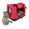 Red and Black Pet Carrier for Cats Dogs and Small Animals