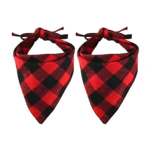 Red and Black Plaid Dog Bandana for Large Medium Small Dogs Puppy