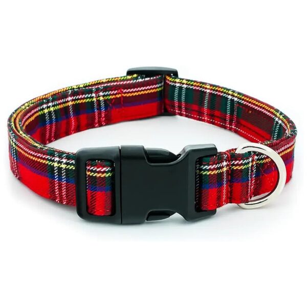 Red and Green Plaid Christmas Dog Collar Adjustable Strap for Small Medium Large Dogs