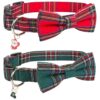 Red and Green Plaid Pattern Christmas Dog Collars for Large Breed Dogs