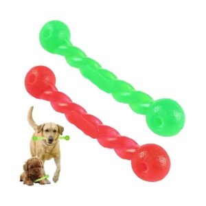 Red and Green Rubber Dog Chew Toy for Teething and Grinding Plaque