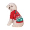 Red and Green Ugly Christmas Dog Sweater with Bow for Pets Medium