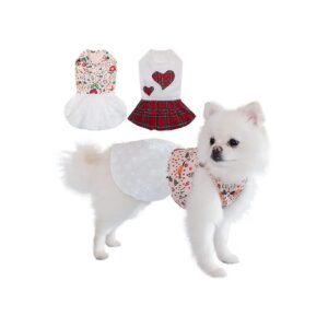 Red and Pink Dog Evening Dress with Unique Splicing Models for Small Medium Dogs 2 Pack