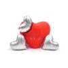 Red and Silver Hearts Squeaky Plush Dog Toy Puzzle Toy for Small to Medium Size Dogs