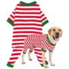 Red and White Christmas Pajamas for Large Breed Dogs