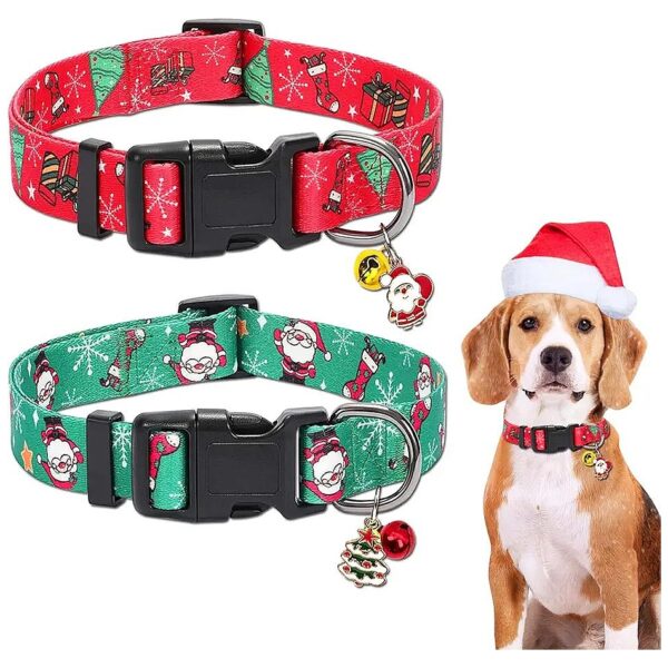 Red and Yellow Bell Pendant Christmas Dog Collar Set for Small Medium Large Dogs Cats