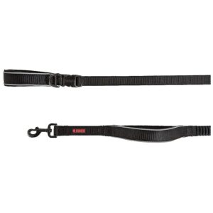 Reflective 6 Foot Black Dog Leash with Shock Absorbing Bungee Cord