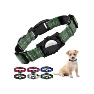 Reflective Adjustable Dog Collar with AirTag Holder for Small to Large Dogs XS to L