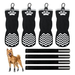 Reflective Adjustable Dog Socks for Large Dogs on Hardwood Floors to Prevent Slipping Off