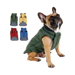 Reflective Brim Jacket for Large Dogs Cats Pets Green Color Warm