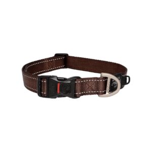 Reflective Brown Dog Collar for Extra Large Dogs 17-27 Inches Adjustable