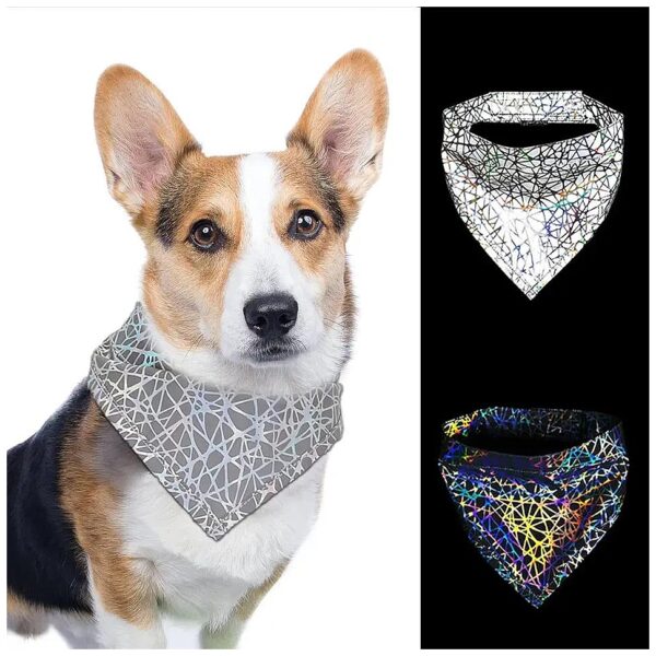 Reflective Dog Accessory Triangular Bandana with Colorful Grid Pattern