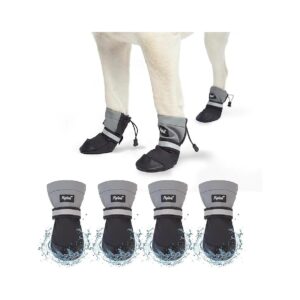 Reflective Dog Booties, and Anti-Slip Paw Protector for Medium Large Dogs