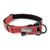 Reflective Dog Collar with Double D-Ring for Large Dogs in Coral Red Color