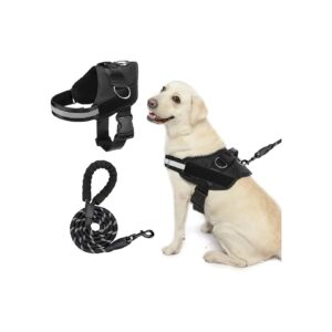 Reflective Dog Harness with No Pull Design and Adjustable Metal Rings for X-Large Dogs