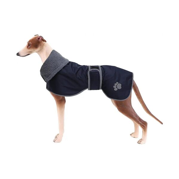 Reflective Navy Greyhound Raincoat with Adjustable Bands for Medium Large Dog X-Large