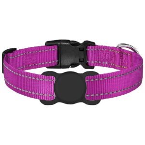 Reflective Nylon Airtag Dog Collars with Silicone Holder for Dogs