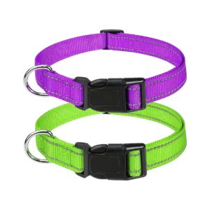 Reflective Nylon Dog Collars with Buckle Adjustable Safety for Small Medium Large Dogs