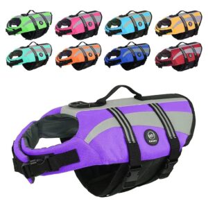 Reflective Purple Dog Life Jacket for Small Dogs Waterproof Swimming Boating Safety Vest