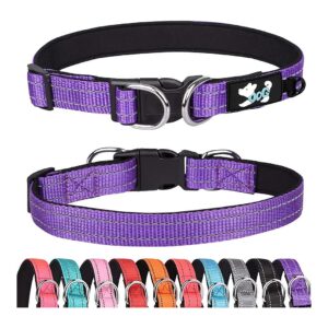 Reflective Purple Neoprene Dog Collar for Small Medium Large Dogs Adjustable Comfortable