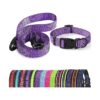 Reflective Purple Nylon Collar Leash Set for Medium Dogs with Adjustable Sizes