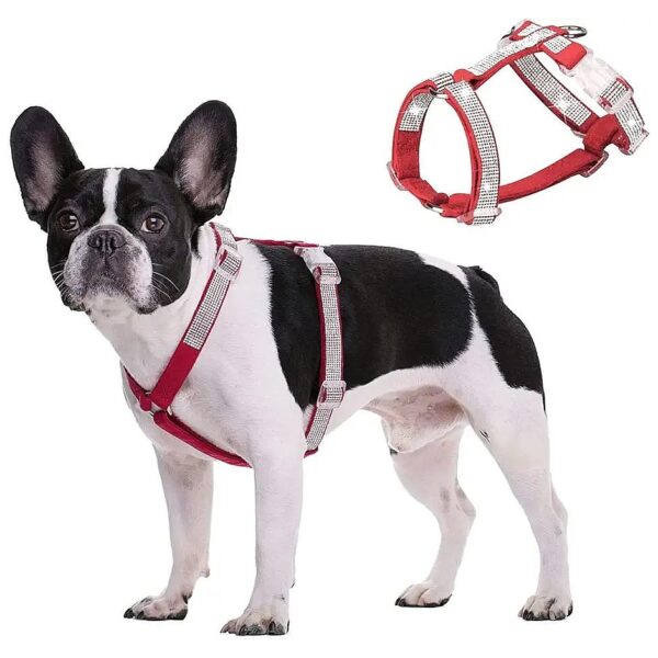 Reflective Rhinestone Dog Harness for Small Medium Dogs with Adjustable Straps