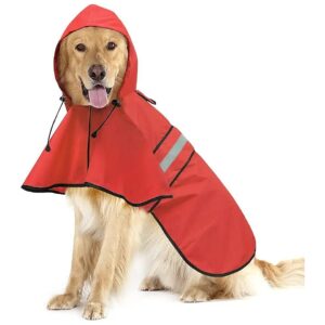 Reflective Waterproof Dog Raincoat for Large Dogs with Adjustable Hood