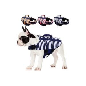 Reliable Dog Life Jacket with Reflective Strips and Adjustable Straps