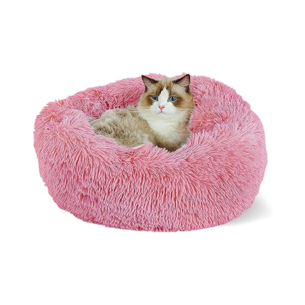 Removable Cover Faux Fur Donut Cat Bed for Small Breeds and Cats