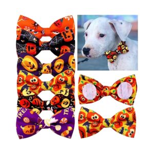 Removable Dog Collar Bow Ties with Skull Pumpkin Halloween Patterns for Small Dogs