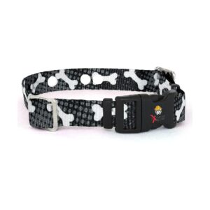 Replacement Electric Dog Fence Receiver Collar Strap in Black with White Bones Pattern