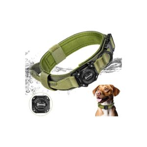 Resistant Green Tactical Dog Collar with Control Handle and Waterproofing for Large Dogs