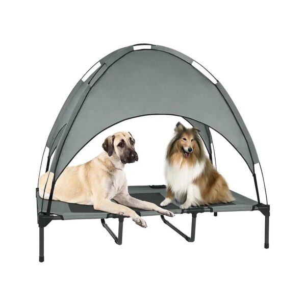 Resistant Outdoor Dog Bed with Canopy - 48-Inch Large Pet Cot with Carrying Bag