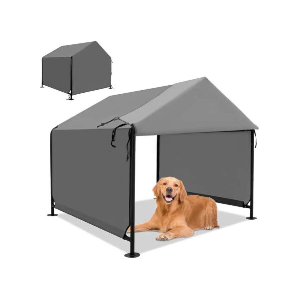 Resistant Pet Shelter for Big Dogs, Cats, and Small Animals, Grey Outdoor Canopy