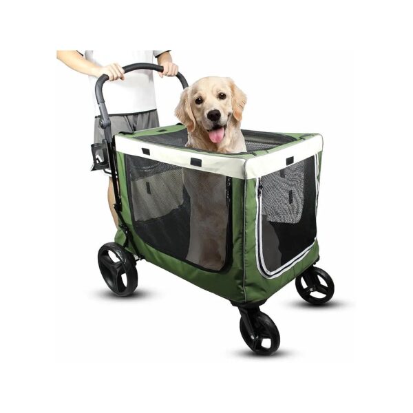 Resistant Stainless Steel Frame Dog Stroller for Large Medium Dogs