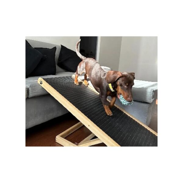 Resistant Wooden Dog Ramp for Small Breeds - Adjustable Height and Portable Design