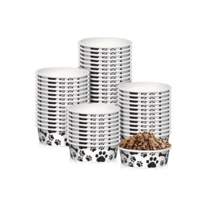 Resistant and Odor-Free Paper Pet Feeding Bowls 50 Pcs for Dog and Cat Owners