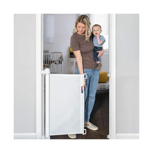 Retractable Baby Gate with Extra Wide Safety Features for Kids or Pets