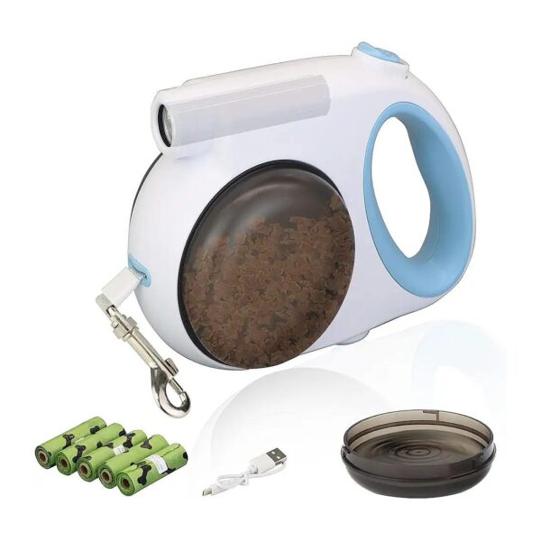 Retractable Dog Leash for Small Medium Dogs with Built-in Water Bowl and Treats